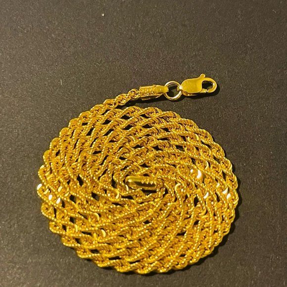 14K Solid Gold Rope Chain Necklace,24 inches 2.5mm - Picture 5 of 17